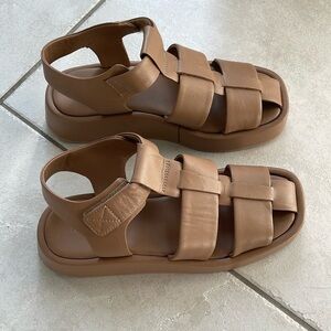 Pilcro Anthropologie leather fisherman platform sandals